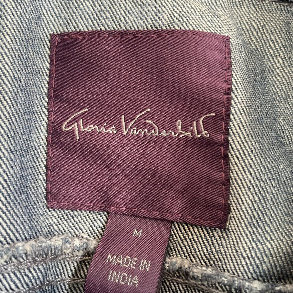 Gloria Vanderbilt Jean Jacket Womens M Blue Distressed Denim Trucker Pockets - Picture 4 of 6